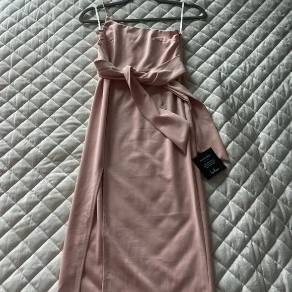 Lulu's Pink Tie-Waist Wedding Guest Dress - Picture 2 of 5